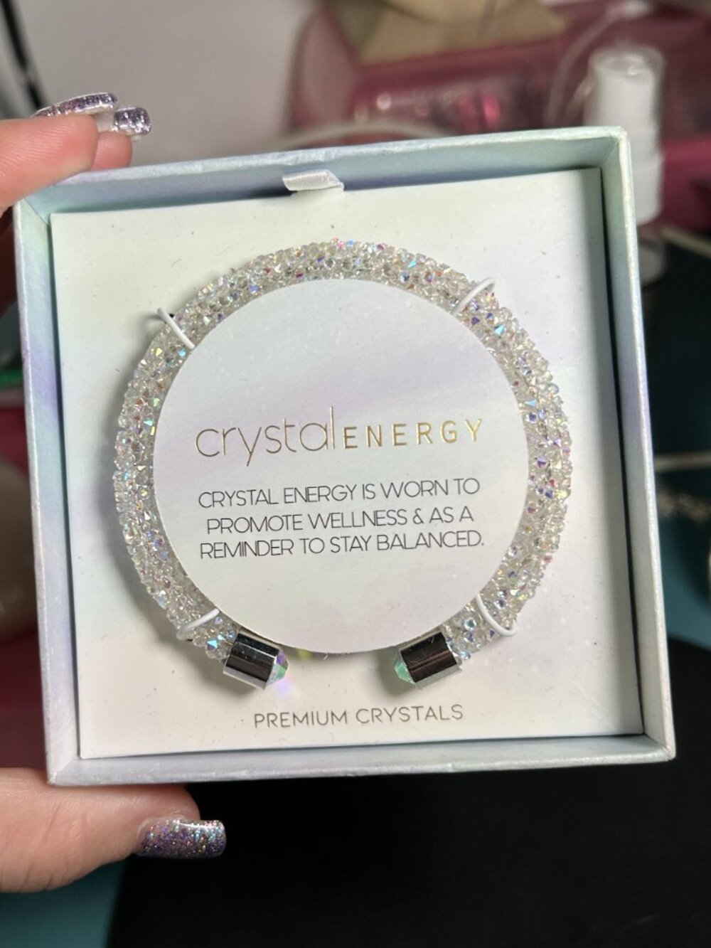 Crystal Energy Iridescent Crystal Cuff Bracelet NIB